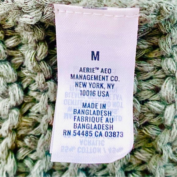 Cozy Hooded Sweater, Loose Knit, Dark Green, Size: M Aerie - Picture 11 of 12
